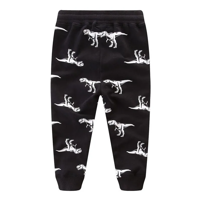 Boys Dinosaur Print Cotton Sweatpants