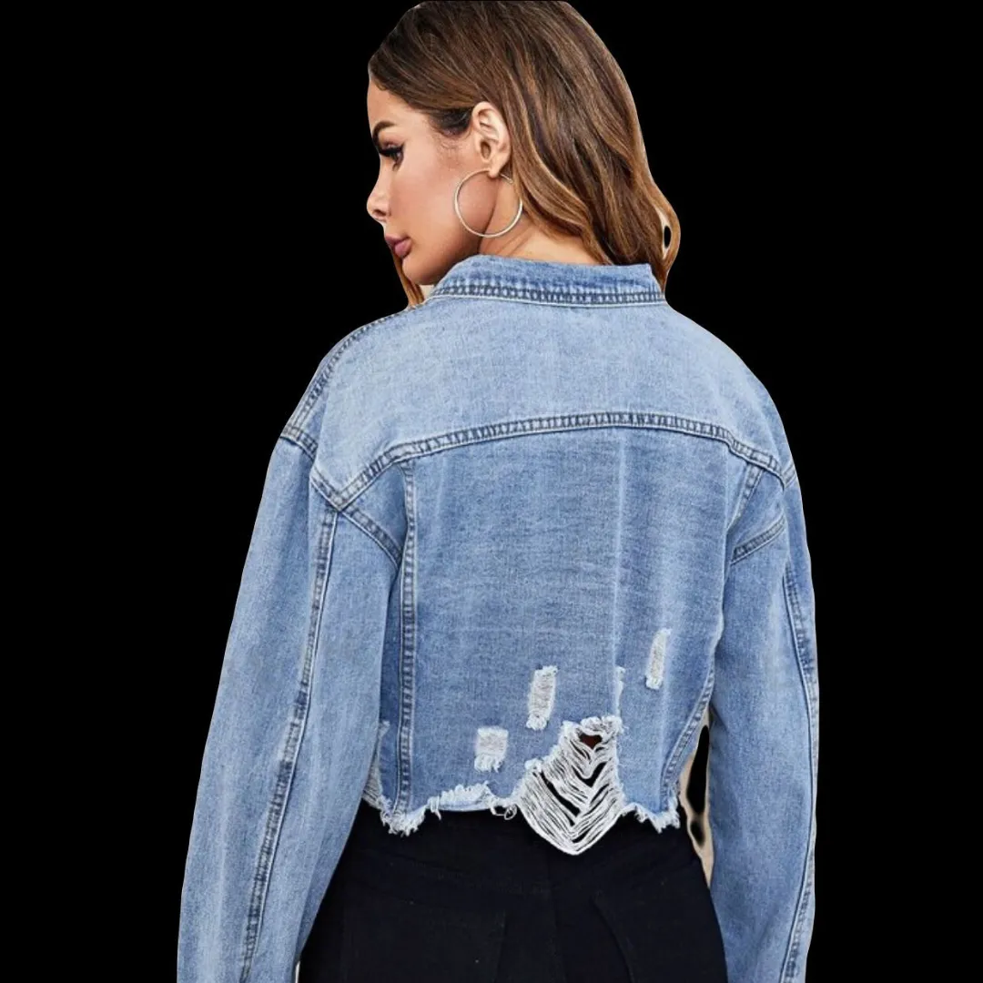 Cropped Denim Lip Jacket