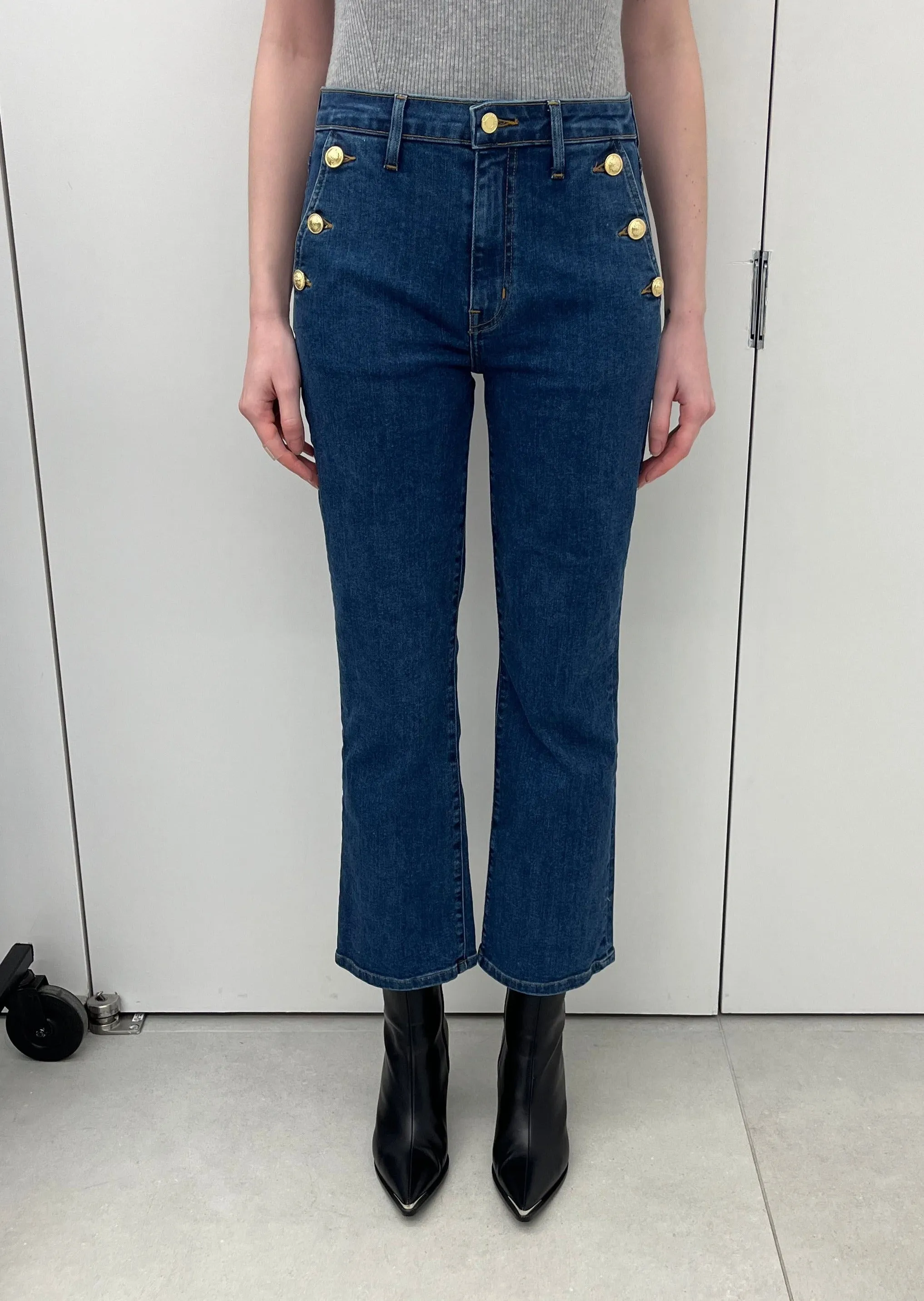 Derek Lam 10 Crosby - Goldie High Rise Crop Flare in Lexington Dark