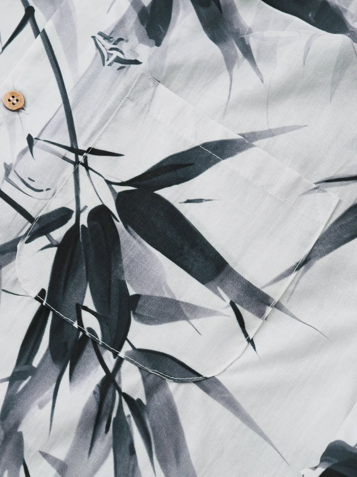 Exquisite Bamboo Ink Painting Cotton Camp Shirt