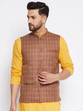 Men's Checked Woven Design Jacket - Even Apparels