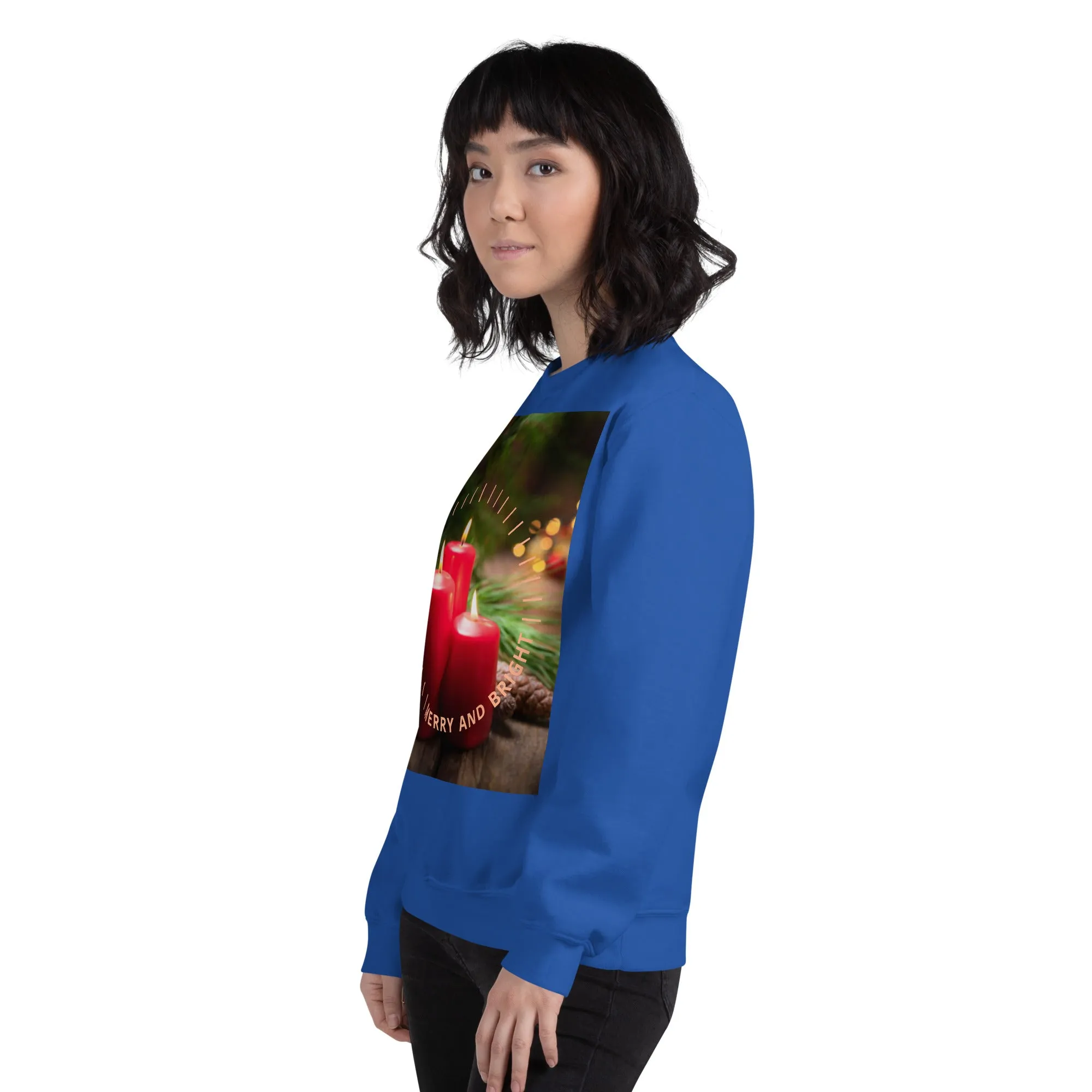 Merry And Bright Christmas Sweatshirt (Glamourange Christmas Sweatshirt Womens)