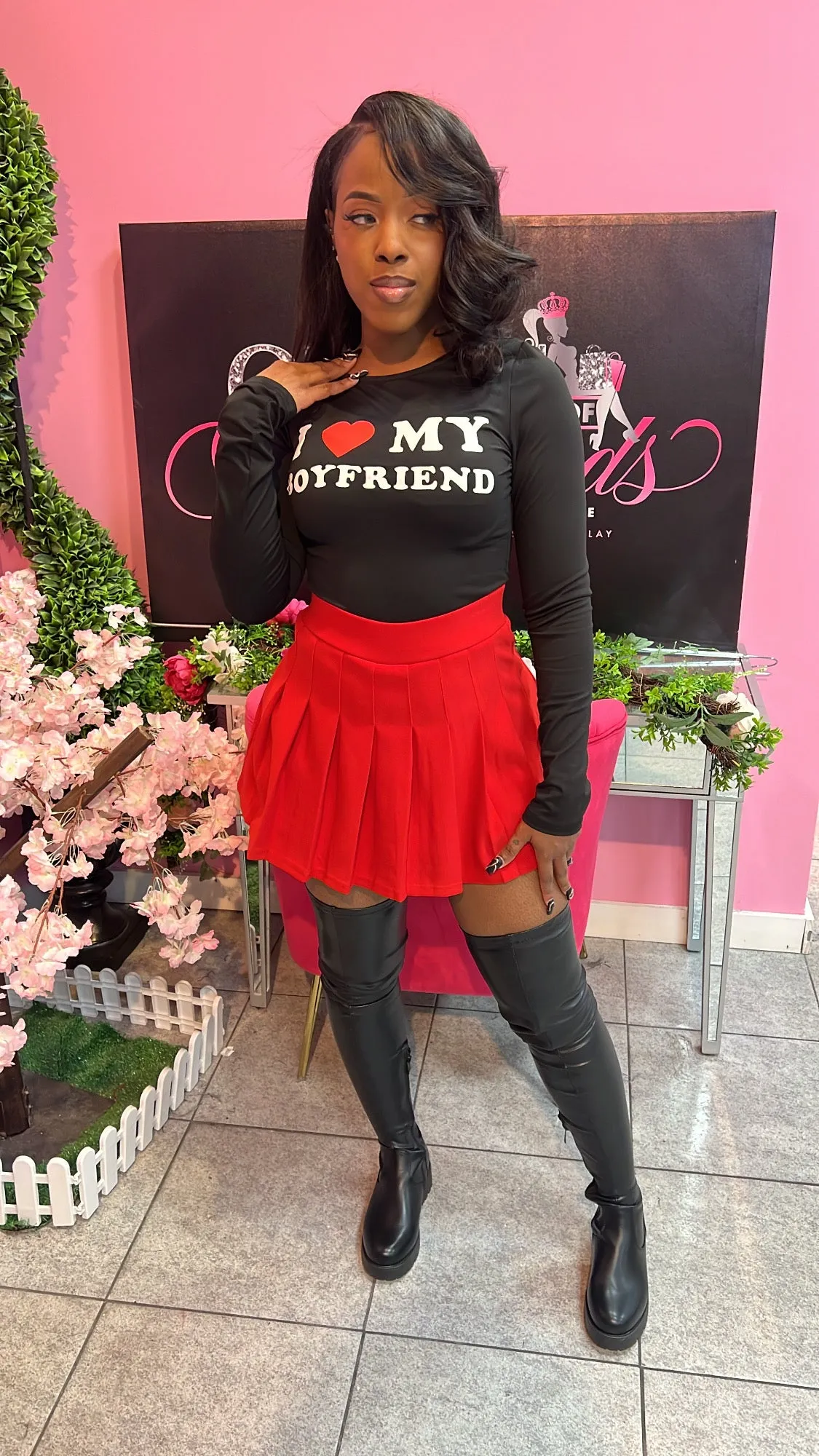 Pleated Skirt - Red