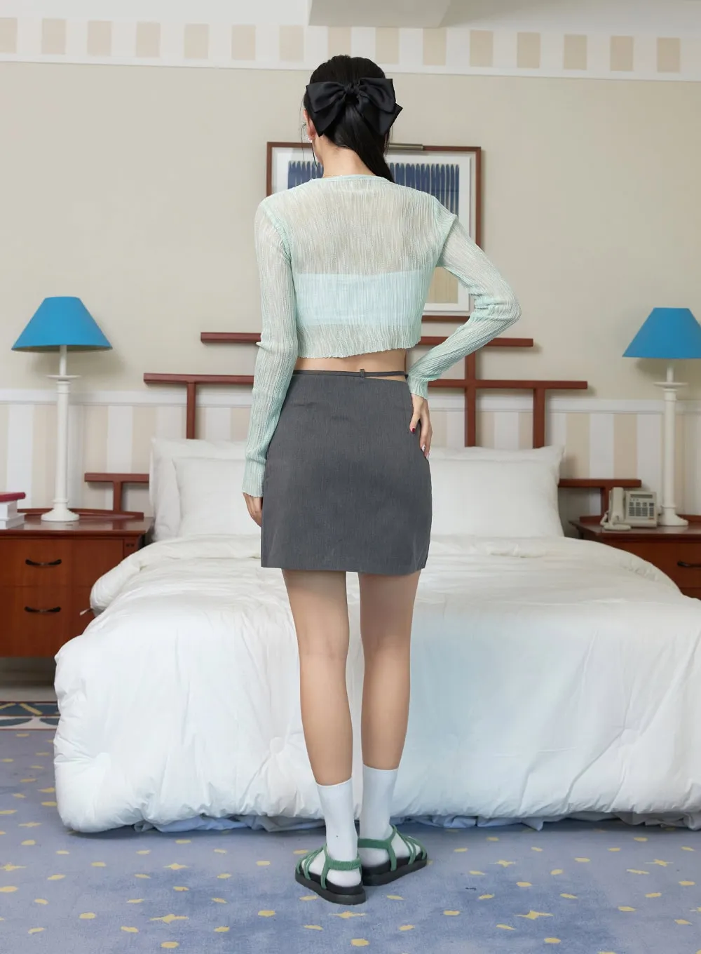 Sheer Linen Cropped Cardigan OY427